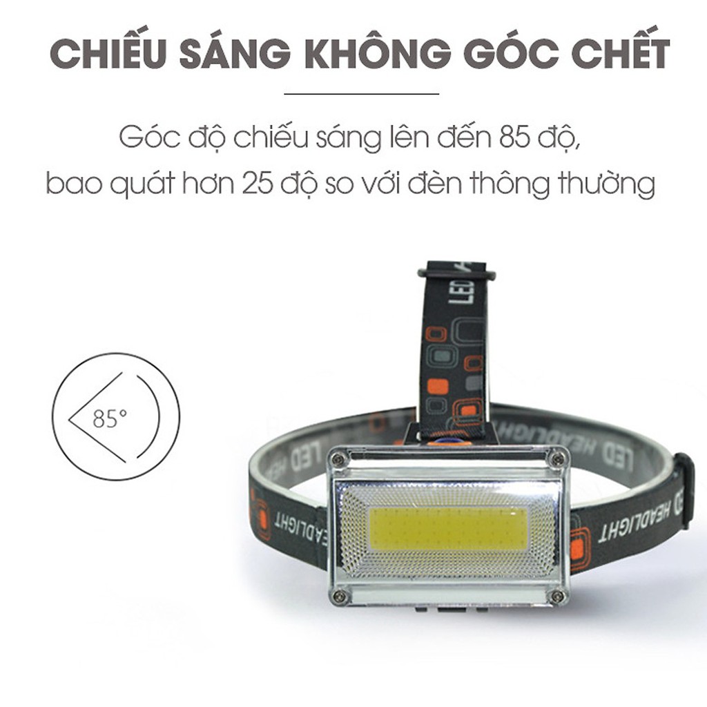 [Siêu Sáng] Đèn Pin Đội Đầu LL 6653 3 bóng led chiếu xa siêu sáng - kèm cáp sạc và pin