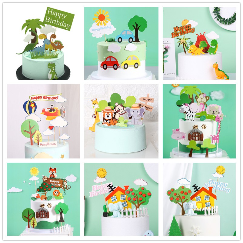 Animal Cake Topper Theme Birthday Party Cake Decoration for Kids Series