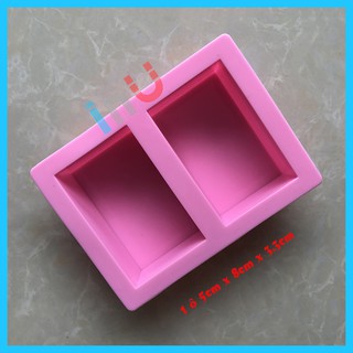 HCM - Khuôn silicon chữ nhật 2 ô làm rau câu, đậu hủ pudding, xà bông handmade