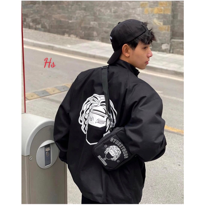 Siêu Phẩm Áo Khoác Gió In Hình Street Gang Đeo Khẩu Trang Chất Liệu Gió Dù Hot Trend