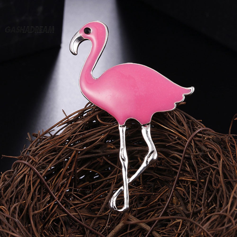 ♉GD Women Fashion Enamel Cute Flamingo Shape Brooch Pin Dress Scarf Jewelry Gift