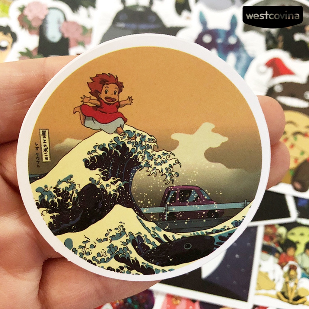 Set 50 sticker dán hình hoạt hình Hayao Miyazaki trang trí hành lý/sổ tay chống thấm nước DIY dễ thương
