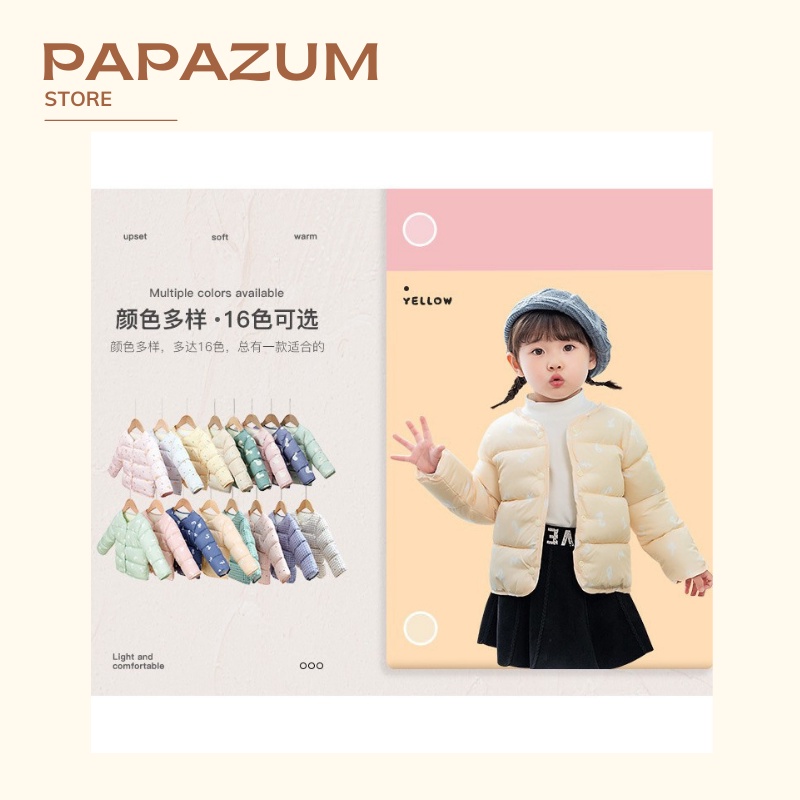 Áo phao lông vũ xuất Hàn siêu nhẹ cho bé giữ ấm cơ thể thu đông PAPAZUM SA1326