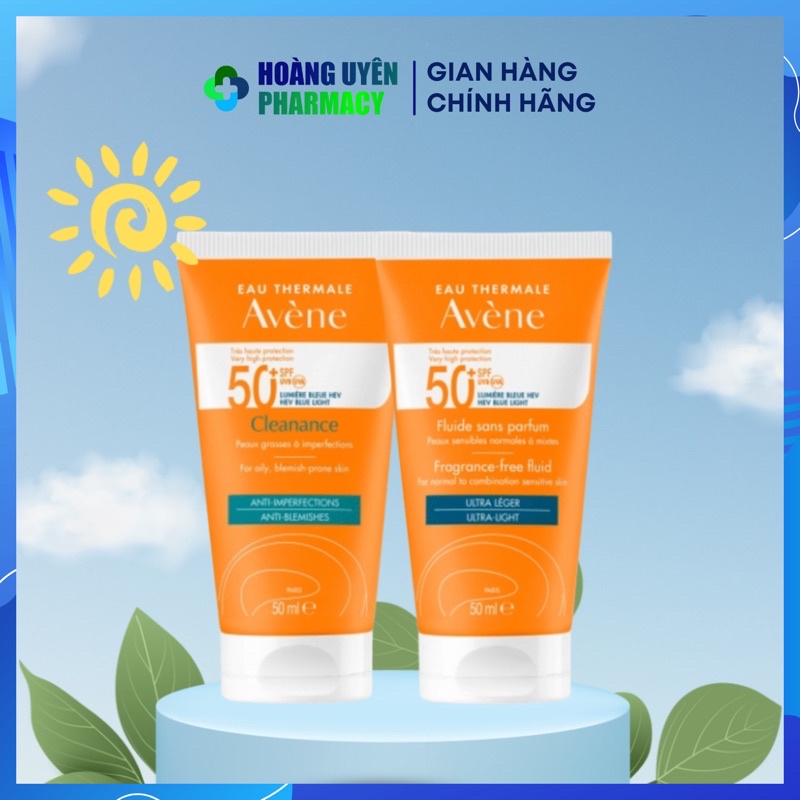Kem chống nắng Avene Cleanance Sunscreen SPF50+/ Avene Fluide sans parfum