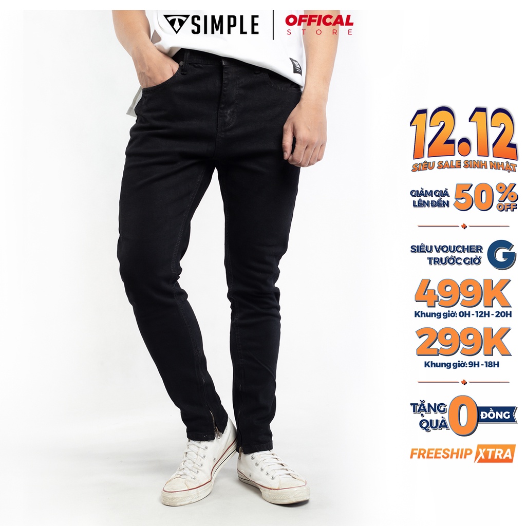 Quần Jean Nam Đen Trơn TSIMPLE Slimfit chất bò cao cấp thời trang CQJ00 | BigBuy360 - bigbuy360.vn