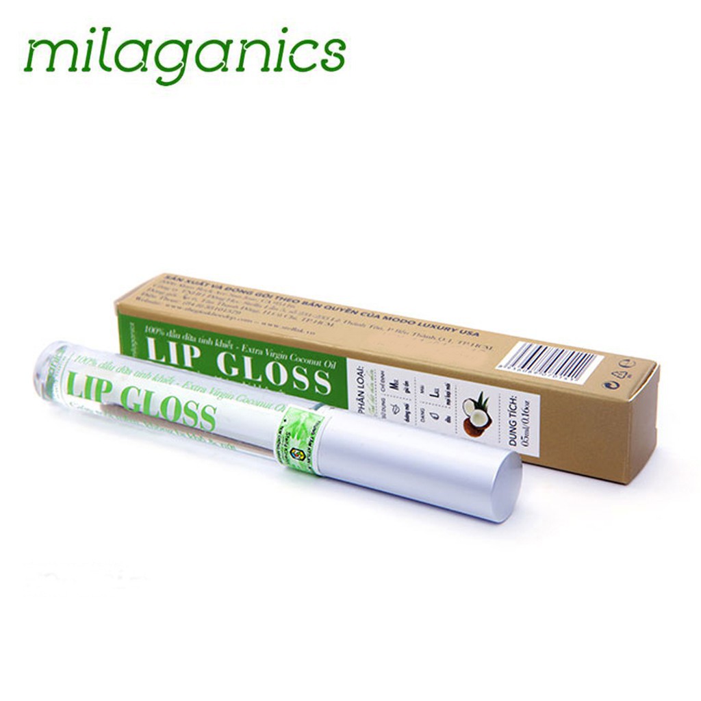 Lip Gloss Son Dưỡng Môi Dầu Dừa Milaganics 5ml