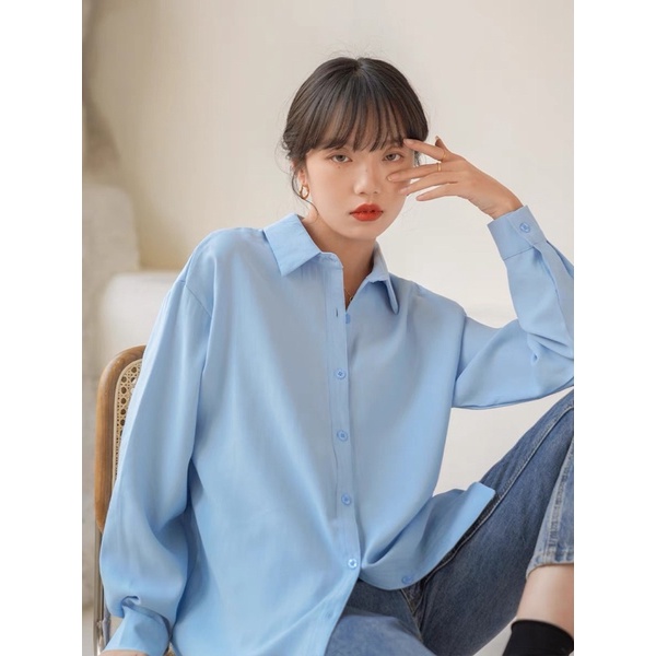 [Mã SKAMFSW175 giảm 10K đơn 50K] Áo Sơmi Nữ Basic nhiều sắc màu dài tay form rộng (kèm ảnh thật)