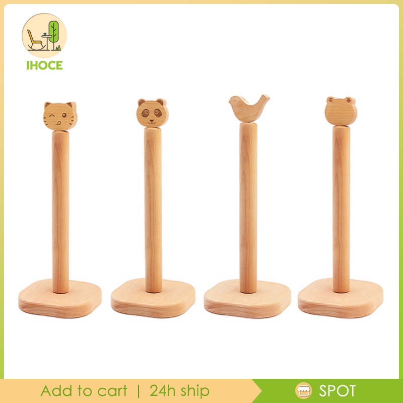 1 Giá Đỡ Khăn Giấy Cuộn Bằng Gỗ Hình Động Vật Hoạt Hình Kèm Đế Đỡ Sắp Xếp Gọn Gàng Cho Nhà Bếp