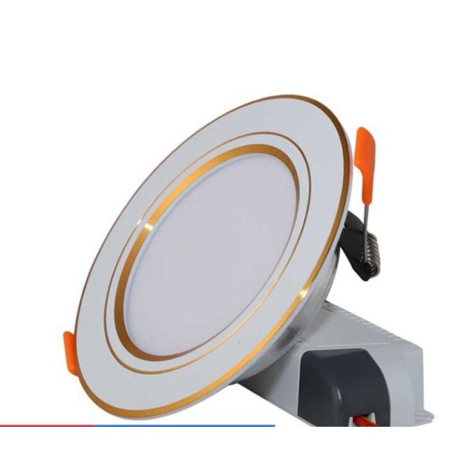 Đèn LED âm trần đổi 3 màu 7W Rạng Đông, khoét lỗ 90, vỏ nhôm đúc - (Viền vàng/ viền bạc)