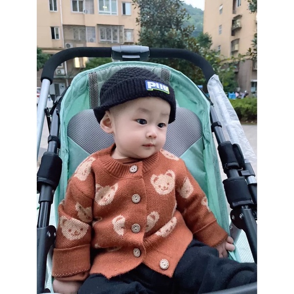 Áo khoác len gấu cadigan cho bé style Hàn Quốc