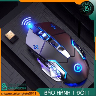 (HOT) Chuột Gaming Không Dây Pin sạc YINDIAO BT9 Led Xanh Lam, Siêu Ngầu, Cực Êm