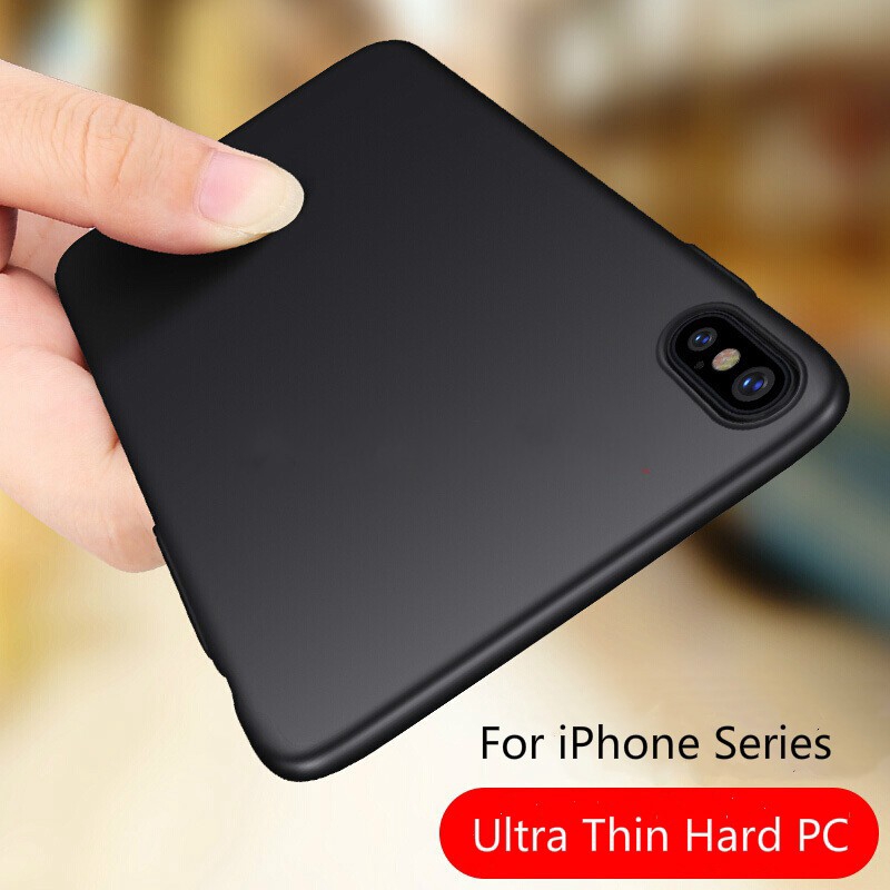 Ốp điện thoại PC cứng nhám siêu mỏng chống sốc màu trơn cho iPhone 6 6s 7 8 plus X XR XS MAX