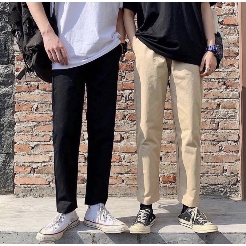 Quần Kaki Baggy Ống Suông Basic Pant Unisex Cao Cấp ( 2 màu : Đen ,Tan)