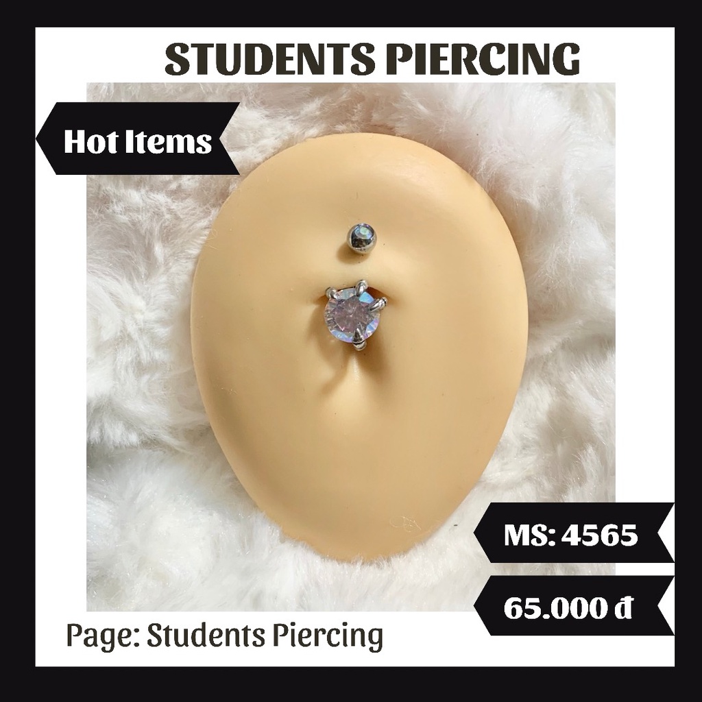[Rẻ Vô Địch] Khuyên Rốn Hình Móng Vuốt Ôm Trấu Đá - Khuyên Thép 316L