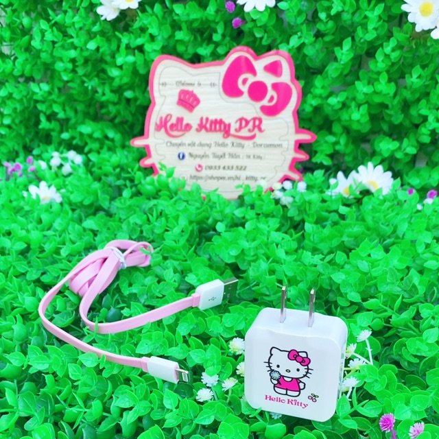 Cục sạc kép tặng kèm dây sạc iphone/ipad/android HELLO KITTY