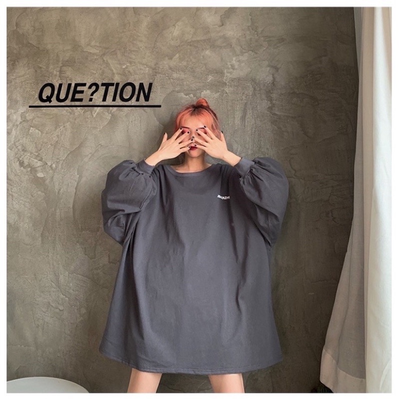 Áo thun tay dài form rộng ,áo phông dài tay chất cotton dày đẹp in hình CHỮ XINH