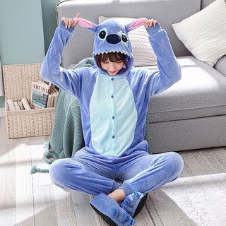 Bộ Đồ Thú Stitch Xanh Liền Thân Cho Nam Và Nữ Chất Mềm Mịn