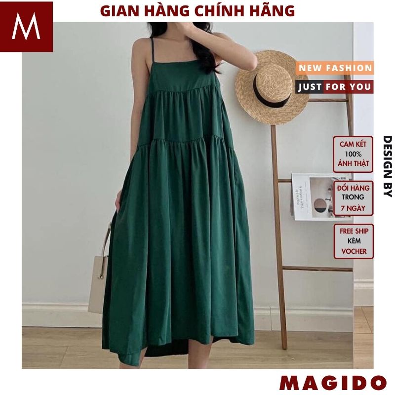 Đầm babydoll 2 dây xòe tầng V10 kiểu dáng hàn quốc tiểu thư bánh bèo dễ thương ,váy công chúa ulzzang chữ a -MAGIDO