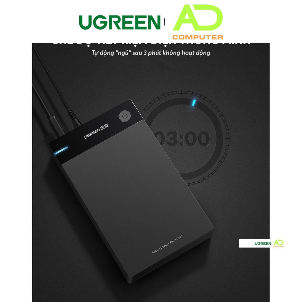 Vỏ hộp đựng ổ cứng SATA 3.5, 2.5 inch, dài 30-50cm UGREEN US222 hỗ trợ 10TB, USB 3.0
