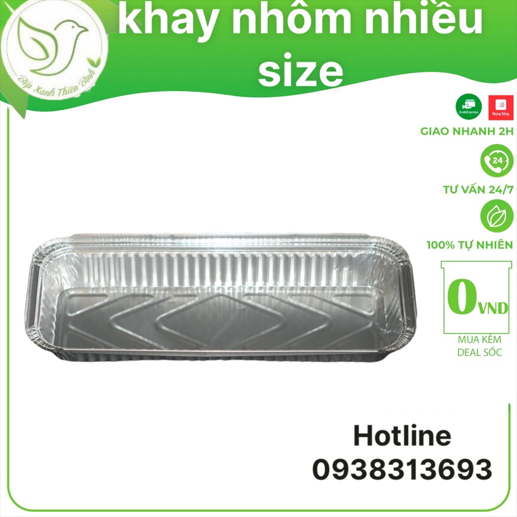 50 khay nhôm, khay bạc nướng kèm nắp nhiều size dùng đựng thực phẩm, hải sản, thịt ốc tiện lợi - Bếp xanh thiên bình