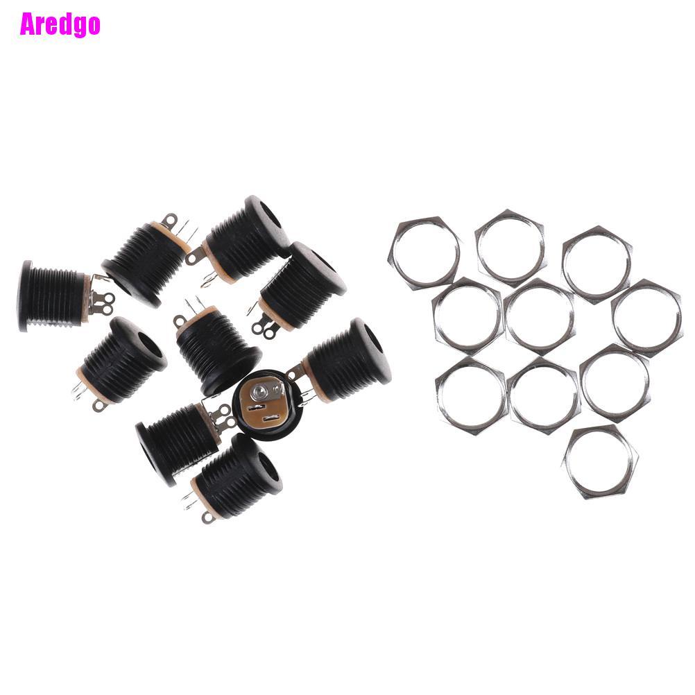 Set 10 đầu cắm nguồn DC 022 2.1x5.5 mm PCB màu đen