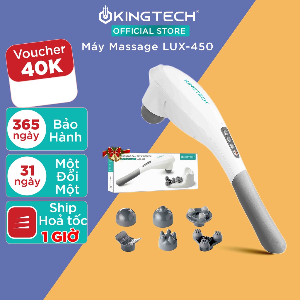 Máy Massage Cầm Tay KINGTECH LUX-450 Mát Xa Toàn Thân, Chuyên Sâu Vai Cổ, Lưng, Chân, Tay - Quà Tặng Cao Cấp