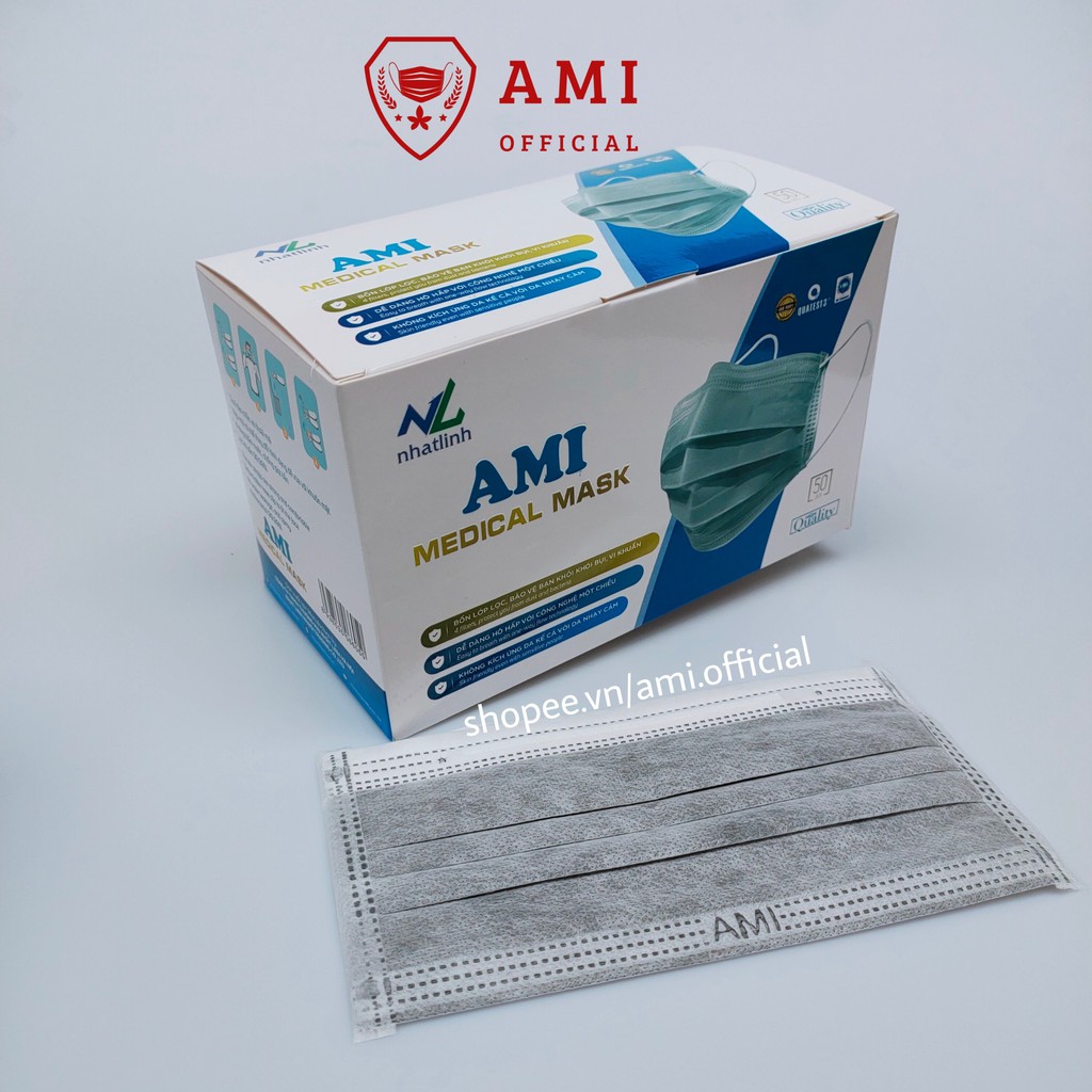 Khẩu trang y tế Ami Medical Mask hộp 50c đủ màu - Ami official