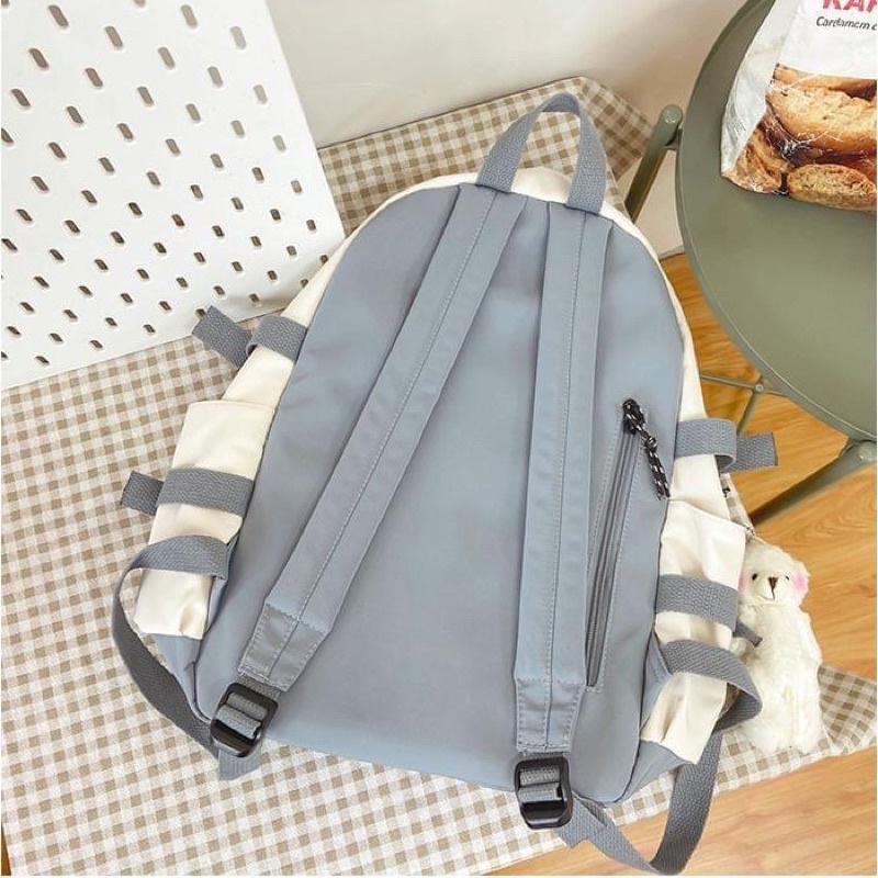 Balo trơn Sticker móc gấu