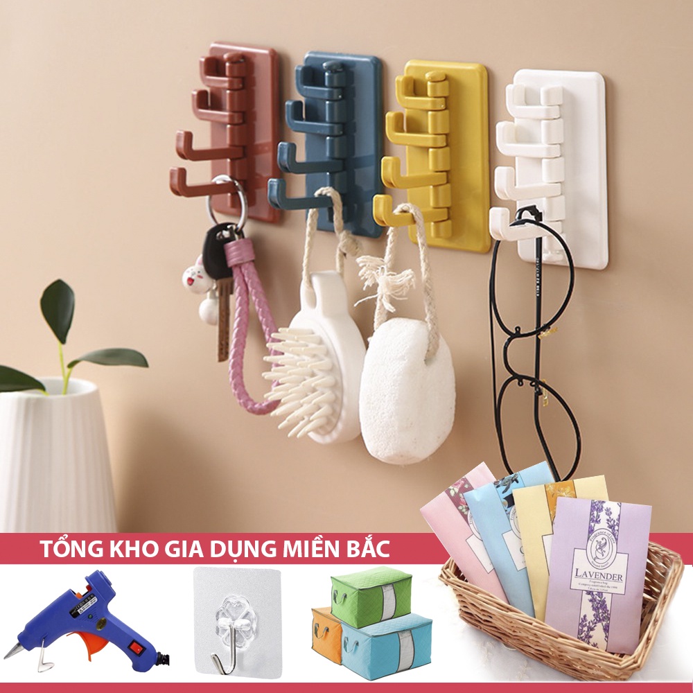 [Tổng Kho Sỉ] Móc Treo Đồ 4 MÓC V6 DÁNG DỌC Dán Tường Đa Năng Hình Cây Thông - Móc Treo Chìa Khóa, Quần Áo Tiện Lợi