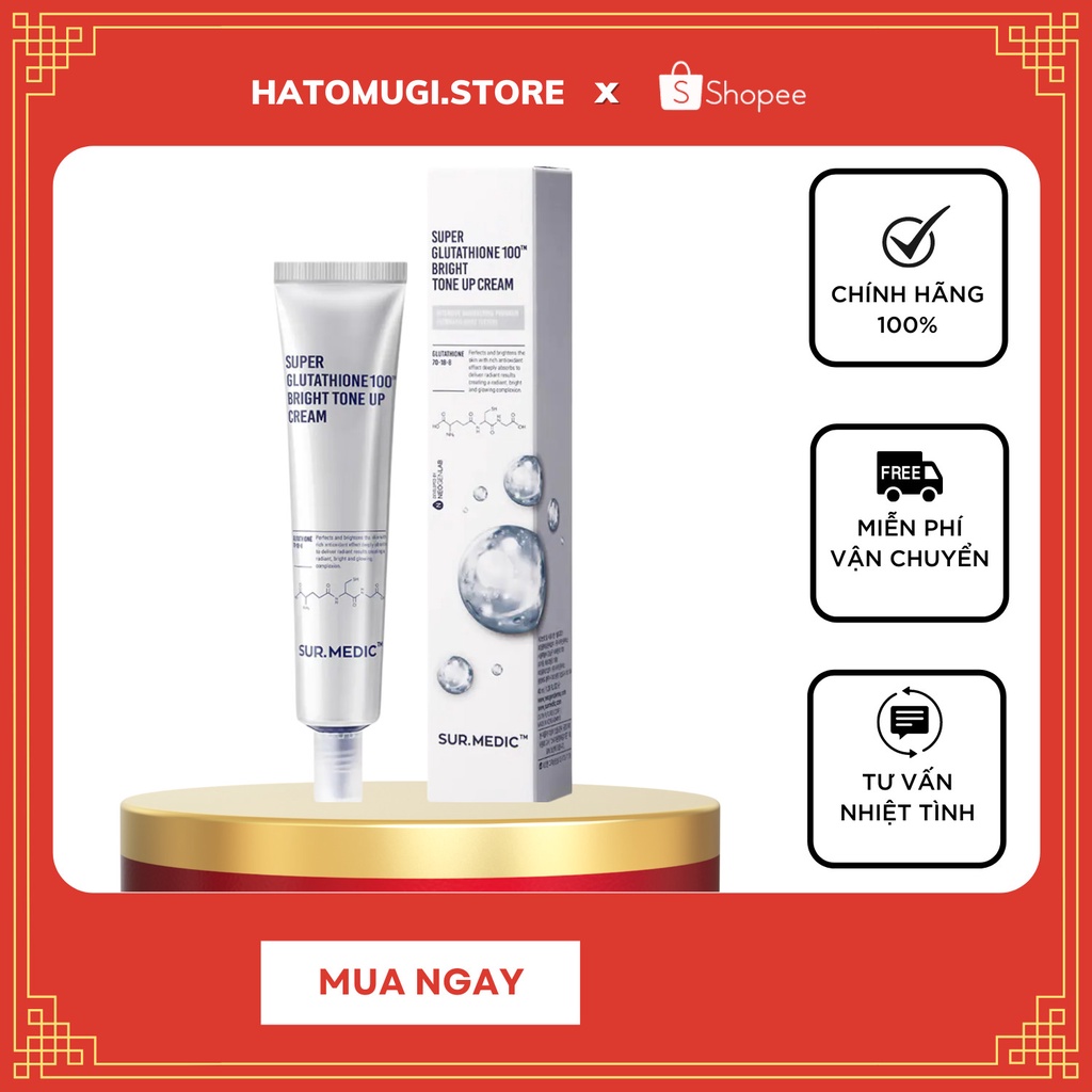 Sur.Medic [Trắng da 100%-Hàng Auth] Kem Dưỡng Trắng Nâng Tông Da Sur.Medic Super Glutathione 100 Bright Tone Up Cream