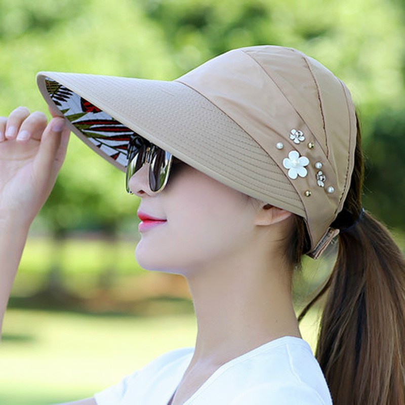 Mũ đi nắng thêu hoa thể thao du lịch phong cách Hàn Quốc, mũ chống nắng, mũ đi biển