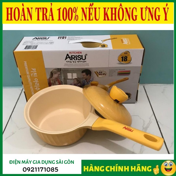 SALE Quánh kháng khuẩn 7 lớp phủ TITANIUM Happy Home Pro chất lượng Hàn Quốc màu vàng size 18cm ❤️RẺ VÔ ĐỊCH❤