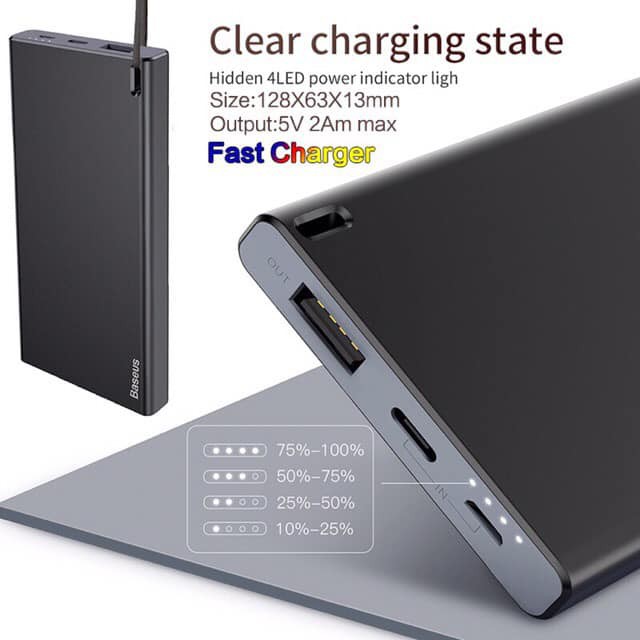 ✅giảm giá✅sạc dự phòng pin dự phòng 10000mah siêu mỏng baseus sạc nhanh