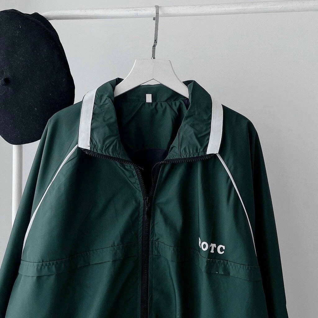 Áo Khoác Dù Nam Phối Viền Cổ Trắng Thiết Kế Cổ Bẻ In ROTC Form Rộng Mặc Đẹp Thời trang Siêu Hót NEW UNISEX