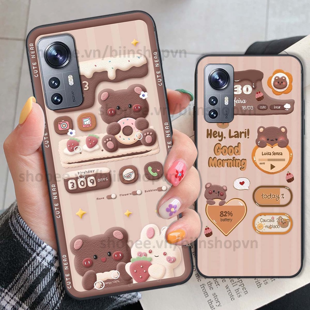 Ốp Xiaomi 12 / Xiaomi 12 Pro in 3D icon gấu nổi siêu xinh, siêu đáng yêu, cá tính phong cách