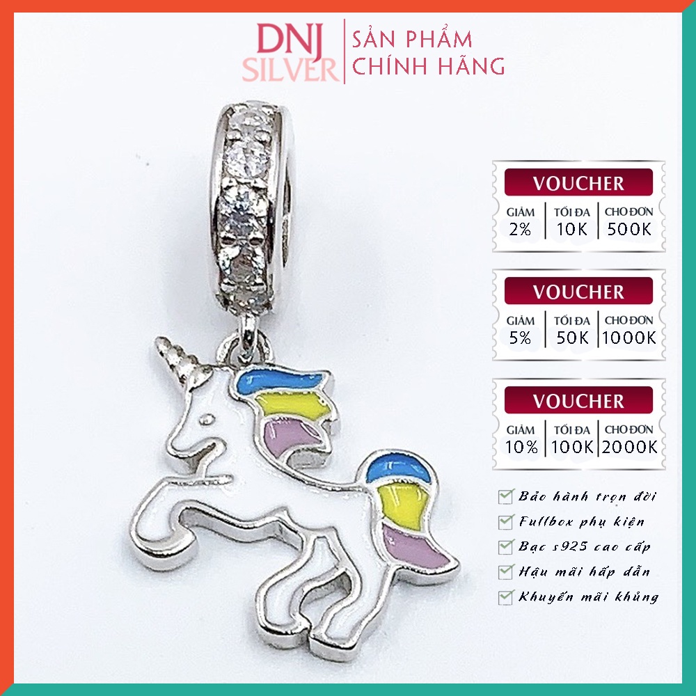 [Hàng cao cấp] Vòng tay bạc 925 cao cấp dành cho nữ - Vòng tay charm bạc Xứ sở Kỳ Lân Pony, thế giới diệu kỳ - DNB008