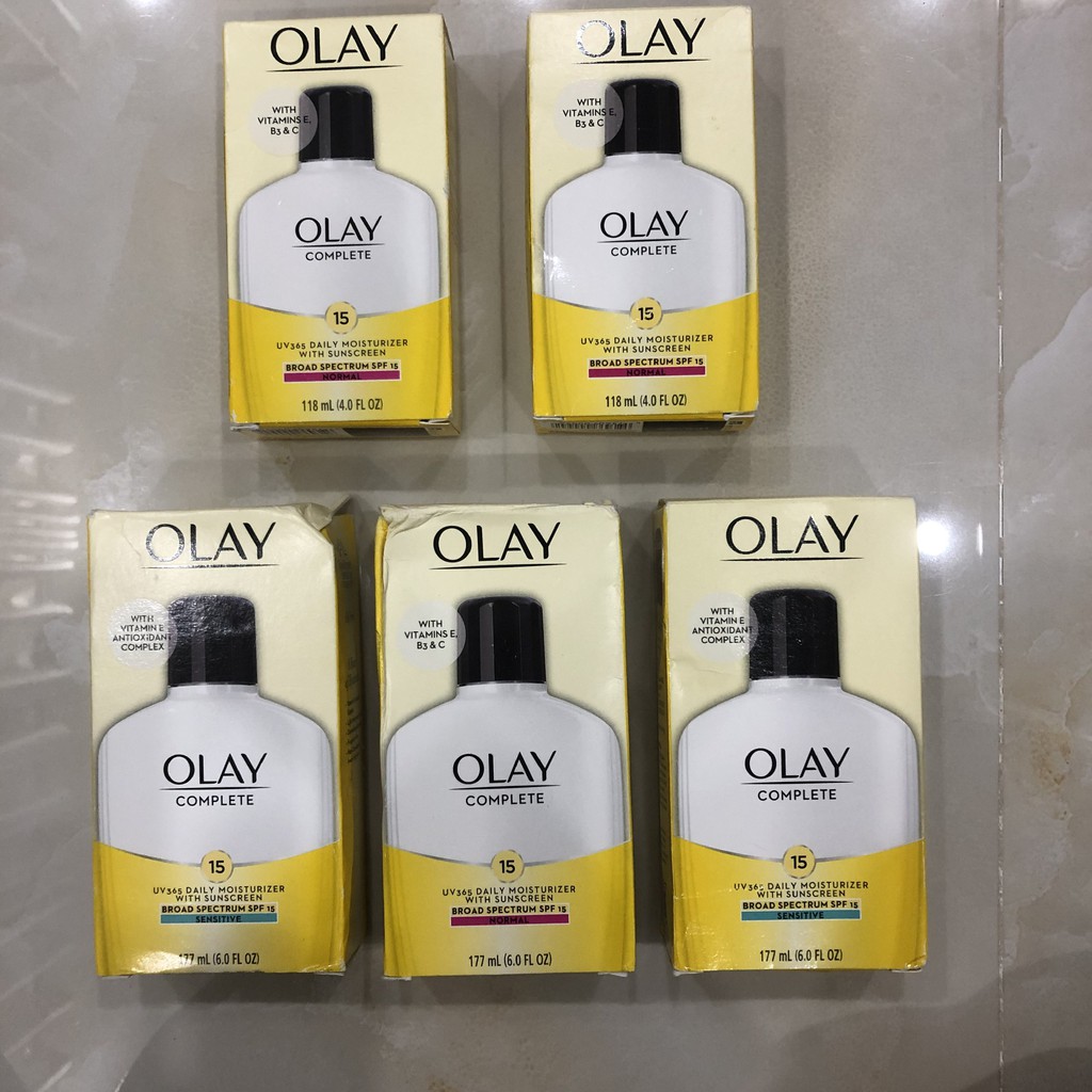 Kem dưỡng da chống nắng Olay Complete UV365 Daily Moiturizer With Suncreen SPF 15 Normal / Sensitive (177ml / 118ml)