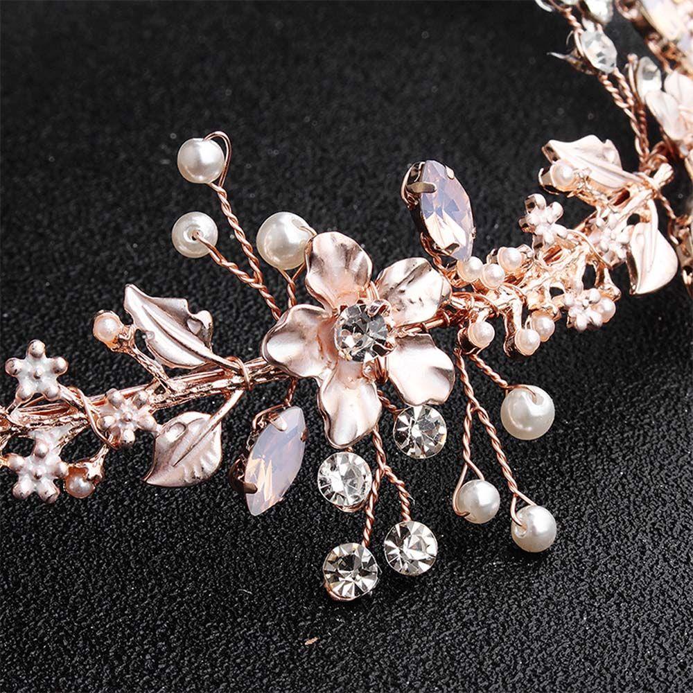 Vương Miện Đính Hoa Lấp Lánh Trang Nhã Cho Cô Dâu|Băng Đô Ngọc Trai