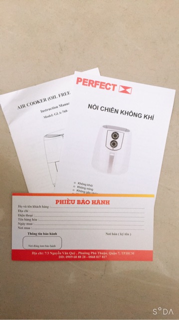 Nồi chiên không dầu PERFECT GLA-768  5L và  PERFECT GLA 609 4L công suất 1400W  bảo hành 12 tháng Siêu Thị An An