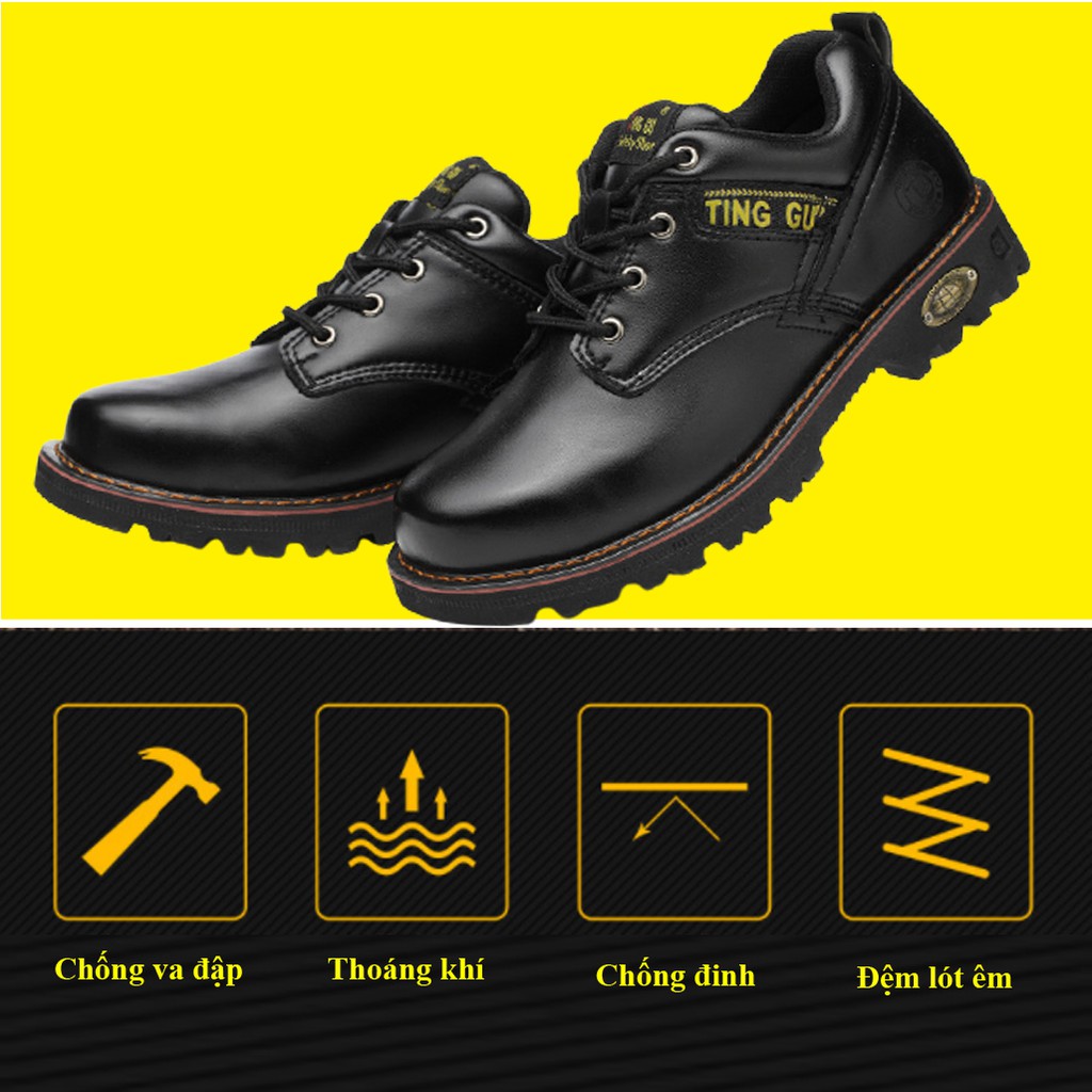 Giày Bảo Hộ Lao Động Nam Dáng Thời Trang Da Nhập Khẩu Mũi Sắt Chống Đinh Chống Nước Đi Công Trình B115 | BigBuy360 - bigbuy360.vn
