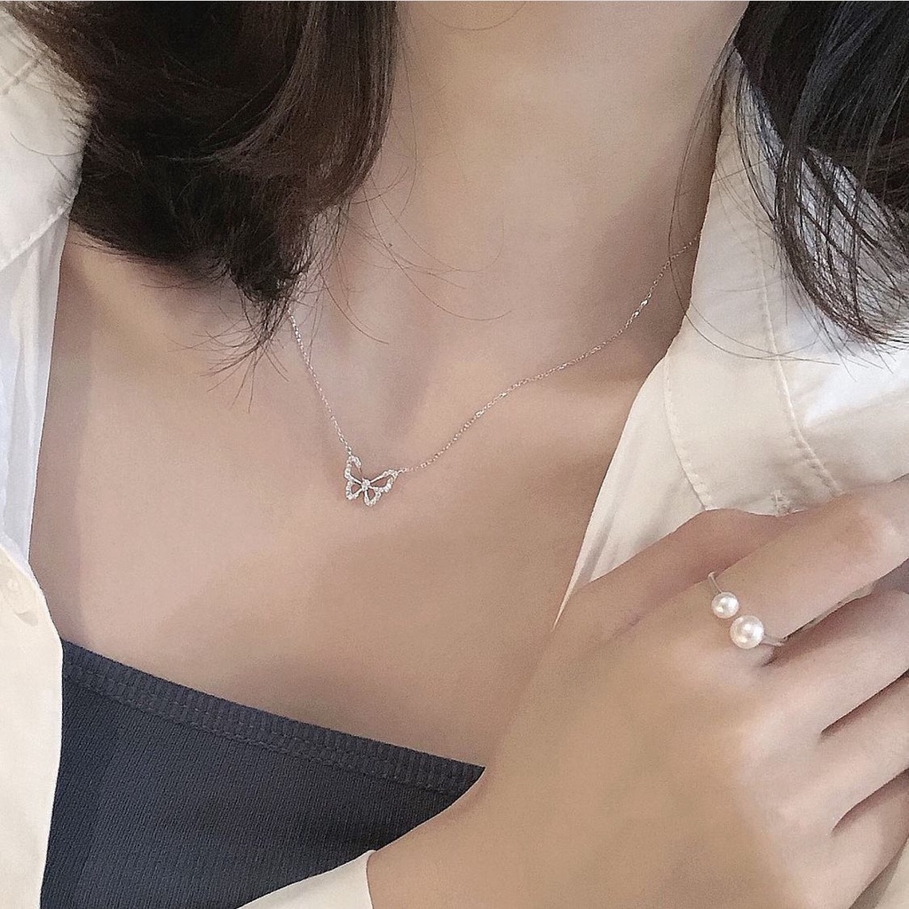 Dây chuyền bạc vòng cổ nữ hồ điệp xinh silvergo silver