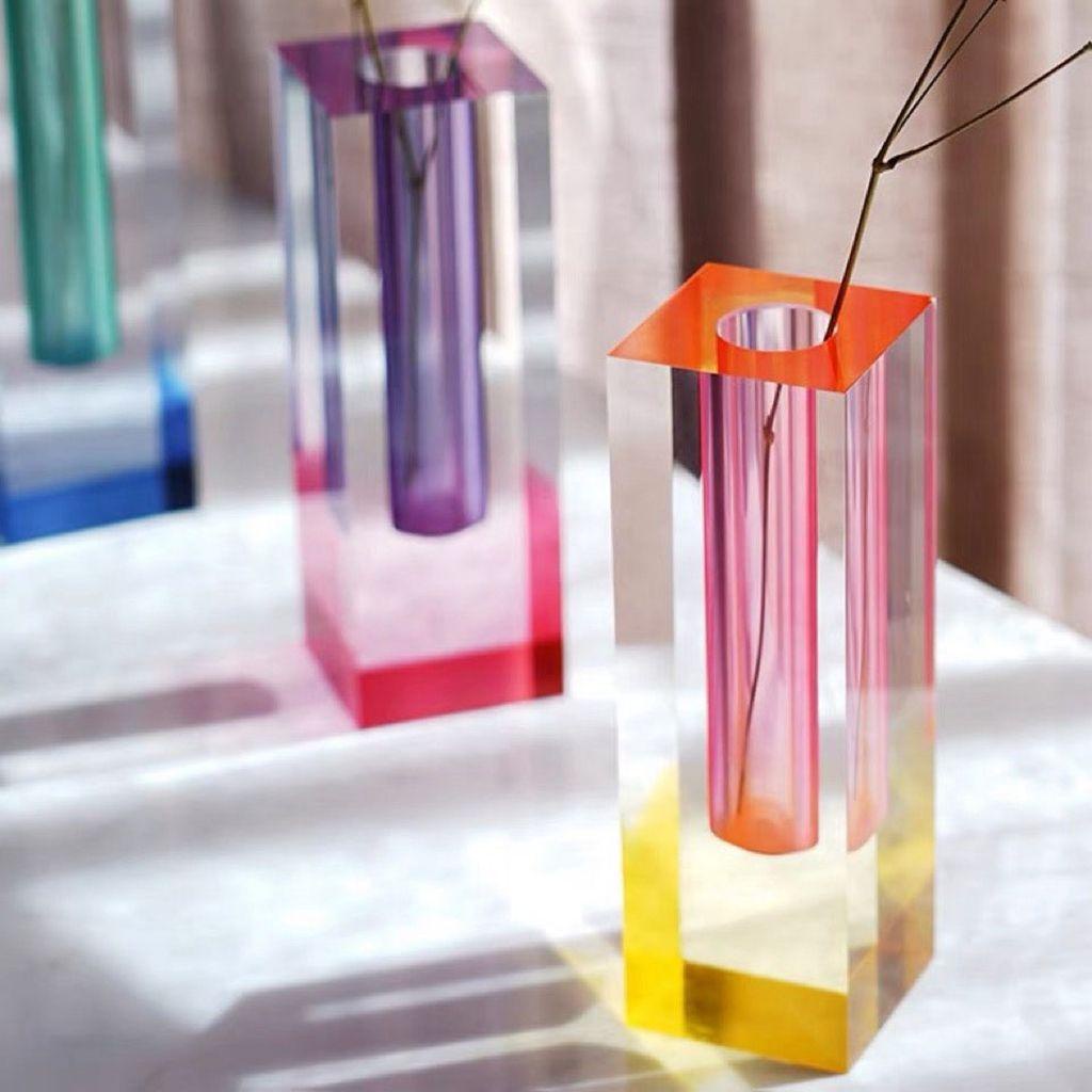 Bình Hoa Acrylic Màu Cầu Vồng Phong Cách Bắc Âu Sang Trọng|Bình Hoa Để Bàn Trang Trí
