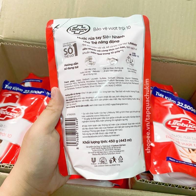 Túi 450G Nước rửa tay LIFEBUOY ( lifeboy / lifebouy ) xà bông diệt khuẩn | BigBuy360 - bigbuy360.vn