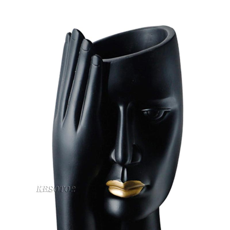 Bộ 2 Bình Hoa Bằng Nhựa Resin Họa Tiết Khuôn Mặt Trừu Tượng Nghệ Thuật Dùng Trang Trí Phòng Ngủ