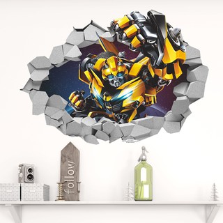Miếng dán tường hình Bumblebee phá tường , dễ chùi rửa