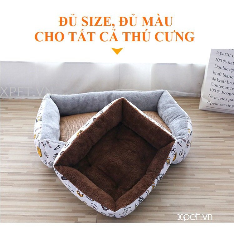 [ SIZE CỰC LỚN] Đệm ổ nằm cho chó mèo chữ nhật cao cấp đủ size lót lông siêu ấm