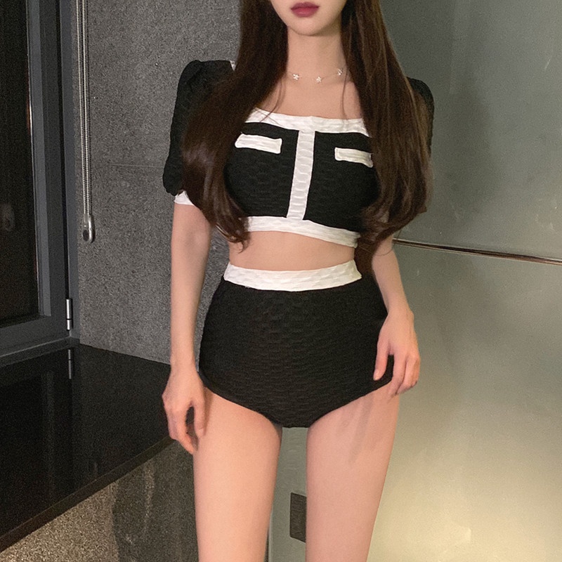 Bộ đồ bơi lưng cao có đệm ngực phong cách Hàn Quốc quyến rũ cho nữ | BigBuy360 - bigbuy360.vn
