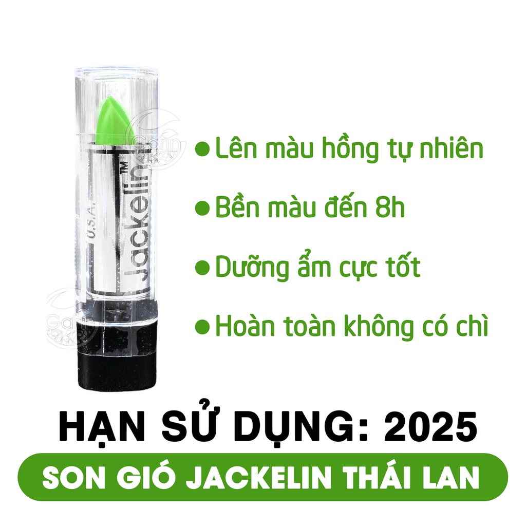 Son gió dưỡng môi có màu cho học sinh jackelin thái lan màu xanh bôi lên môi thành màu hồng cánh sen Mỹ Phẩm Sỉ Emer