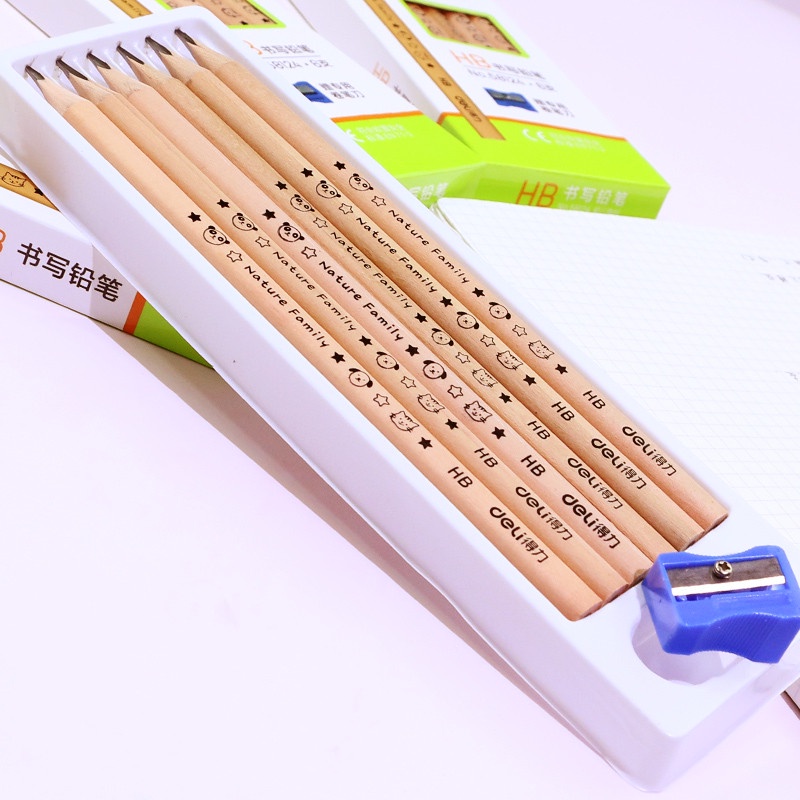 Set 1 hộp (6 bút chì + đồ chuốt chì hình tam giác) HB Jumbo cho bé