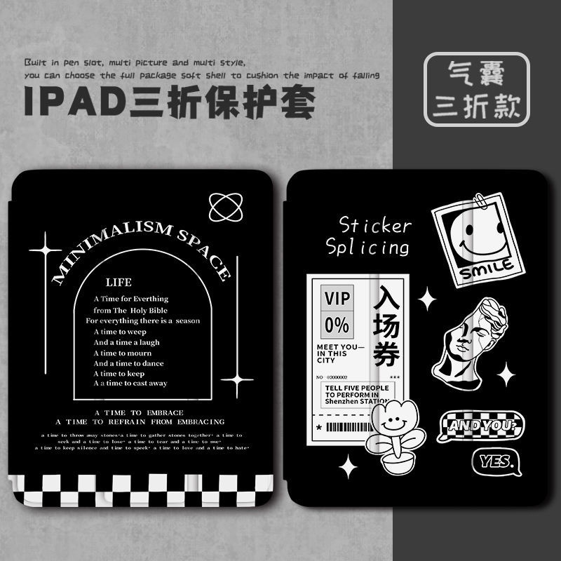 Ốp Máy Tính Bảng Gập Ba Khúc Có Khe Đựng Bút Cho Ipad Air 5 5 / 6 / 7 / 8 / 9th Gen Mini4 / 5 / 6 Air1 / 2 / 3 / 4 / 5 Pro 10.5 '' 11 '' 12.9 '' 2018 2020 2021